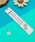 Stainless steel engineer bookmark with inspirational quote and gear design, perfect as a Funny Engineer Gift For Engineers And Students.