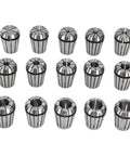 15 precision machined ER25 collets from WALFRONT ER25 Spring Collet Set 15pc Carbon Steel Chuck Kit 2-16mm for CNC milling use.