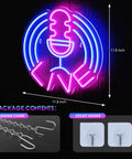Dimmable Neon Sign Live On Air USB LED Lights for Bedroom Wall, microphone design, 11.8-inch, with mounting hooks and chain
