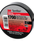 Temflex 1700 Vinyl Electrical Tape single roll 3/4 in (19.05 mm) x 60 ft (720 in / 18,288 mm) Black PVC 7 mil 600V flame retardant