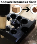Tool Free Adjustable Wood Dowel Maker Jig Kit With Sharp Carbide Blades For Lightning Fast Tenon Cutting showing wood rod transformation.