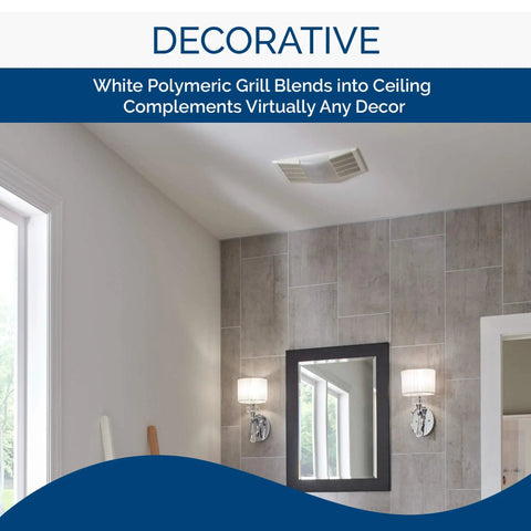 Dope Ceiling Bathroom Exhaust Fan And Light Combo With 70 CFM, Quiet 4.0 Sones, White Finish