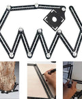 Durable Aluminum Multi Angle Measuring Ruler With 12 Sided Angles And 3 Hole Positioning Apertures, Tile Hole Layout Tool in use