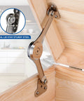 Beefy Lid Stay Hinges For Toy Boxes And Chests, Heavy Duty Soft Close Lid Support, 50Lb Pair installed on wooden chest