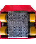 Remote Control Electric Equipment Mover Heavy Duty Machinery Moving Skates with yellow polyurethane rollers and metal plate.