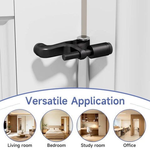 Tough As Nails Hinge Pin Door Stopper With Adjustable Springs And Soft Silicone Caps Heavy Duty Wall Bumper Guard shown installed on a door.