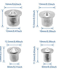 Four chromed steel centering pins with sizes for 24 Piece Doweling Center Transfer Plugs Set For Woodworking Pro Grade.