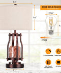 2 In 1 Farmhouse Table Lamp With Himalayan Salt Night Light, Touch Dial Bedside Lamp With USB A C Ports And AC Outlet