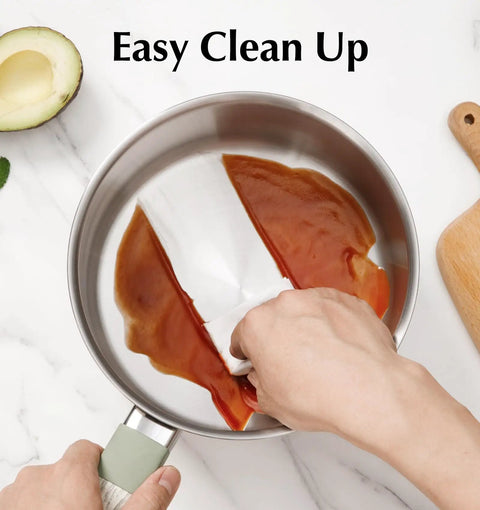 Cleaning Heavy Duty 2 Quart Stainless Steel Saucepan With Lid 18 10 Cookware Pot featuring easy wipe down.