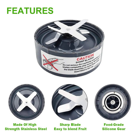 14-Piece Blender Extractor Blade And Cup Replacement Kit for 600W And 900W Series, featuring stainless steel blade and silicone gear.