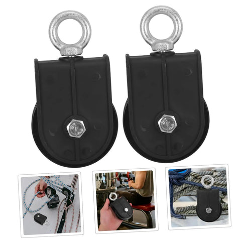 Heavy Duty 70mm Stainless Steel Cable Pulley Block Set With Silent Swivel Lifting Wheel For DIY Gym Pulley System Load Bearing Up To 100kg Detachable Design For Smooth Operation, black twin pulleys