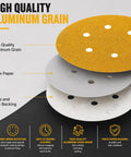 High quality aluminum grain layers of 100 Pack 6 Inch 6 Hole Sanding Discs Set Dope Value, Hook And Loop Round Sandpaper.