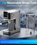 Top Shelf Touchscreen Espresso Machine For Home, featuring 40oz removable water tank and compact design.