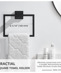 Matte Black Square Towel Holder Stainless Steel Wall Mount Rack For Bathroom, Minimalist Modern Design, Holds Towel
