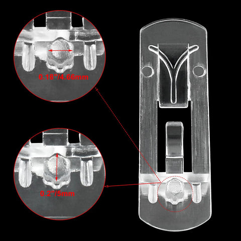 Close-up of 20 Pcs Clear Plastic Locking Shelf Pins 5mm 3/4 Inch Self Locking Shelf Support Peg Clips For 4.5 To 5mm Peg Holes details