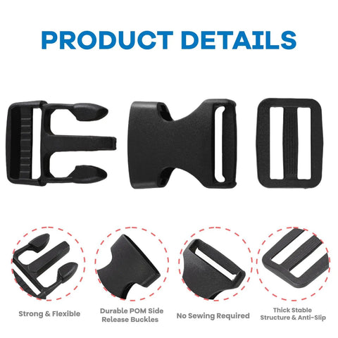 Must Have DIY Strap Kit For Everyday Gear 18 Feet Of 1 Inch Nylon Webbing With 8 Quick Release Buckles And 16 Tri Glide Clips details
