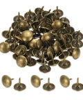 Total Breeze 100 Pcs Top Shelf Upholstery Tacks With 3/8 Inch Round Head And 0.35 Inch Length Smooth Metal Push Pins in bronze color.