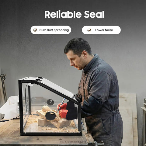 Fully Enclosed Electric Dust Box And Heavy Duty Debris Hauler For Workshop Rig And Commercial Cleanup Jobs No Fuss Operation With Dust Proof Storage Bin For Industrial Craft Spaces, shown in use with woodwork.