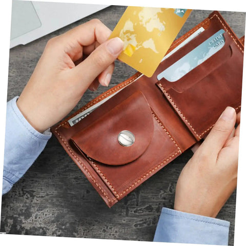 Badass Button Snap Tool Kit For Leather Jeans And Canvas With Sturdy Grommet Fastener Heavy Duty Metal Snaps in use with leather wallet.