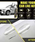 Before and after using Crystal White 707 Volvo Touch Up Paint And Scratch Remover Kit 2 In 1 Quick Fix For Nicks And Chips