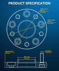 Product specification diagram of Hub Centric Wheel Spacers 5x4.5 Bolt Pattern 20mm Thickness for various vehicles.