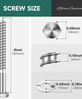 Heavy Duty Lag Bolts For Wood Three Eighths Inch By Four Inches With Washers Stainless Steel 304 Grade Partial Thread Rust Resistant Built To Last Eight Pack Great For Decks Fences Outdoor Projects And Timber Construction, detailed bolt dimensions shown in diagram