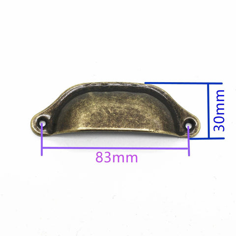 Antique Bronze Iron Drawer Knob Set 10 Pack Vintage Cabinet Pulls For Kitchen And Wardrobe Furniture Shell Shape showing dimensions