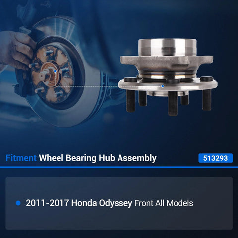 Front Wheel Hub And Bearing Assembly For Honda Odyssey 2011-2017, 5 Lug With ABS, 152mm Flange Diameter, 120mm Bolt Circle, 47.2mm Flange Offset