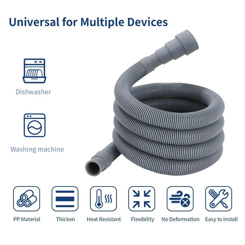 3.2 Ft Washing Machine Drain Hose Extension Kit with flexible corrugated hose for dishwashers and washers universal fit