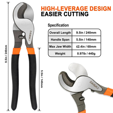 10 Inch High Leverage Cable Cutters Tough As Nails Heavy Duty Electrical Wiring And Aluminum Copper Cables Industrial Strength