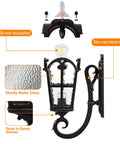 Outdoor Porch Light With Built In GFCI Outlet And Two Outlets Black Roman Aluminum Wall Sconce With Water Glass For Front Door Or Garage Entryway Dusk To Dawn Exterior Lighting Farmhouse Style showing details