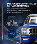 7 Inch Rubber Antenna Replacement For Ford F-150 2009-2026 And Ford Bronco 2021-2023 beside blue Ford truck