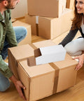 Two people handling a large box with 10 Pack White Corrugated Cardboard Shipping Boxes With High Durability And Stable Weight Support on top