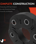 A-Premium driveshaft flex joint coupling, black metal flange with multiple bolt holes (front view).