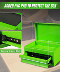 10 Inch Mini Portable Steel Tool Box With Drawer In Green For Garage Or Workbench Lightweight Metal Tool Chest Rust Proof Steel With Green Powder Coat