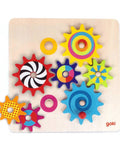 Wooden Spinning Gears 8 Piece Montessori STEM Toy Set For 3 Year Olds Cause And Effect Building Set On Wooden Base