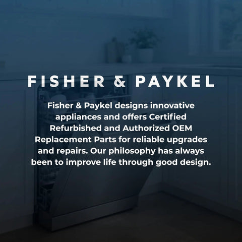 Fisher Paykel signage in kitchen, featuring Dishwasher Pump Motor And Washing Machine Motor Replacement OEM Part 524922P description