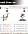 Handrail dimensions for Custom Clear Acrylic Stair Handrail With Premium Gold Wall Brackets For Heavy Duty Indoor Exterior Support