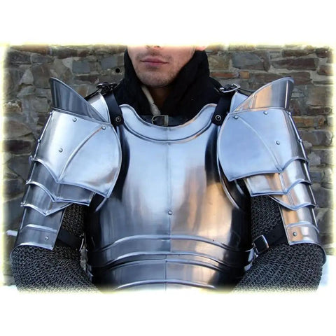 Beefy Steel Warrior Pauldron Set Medieval Shoulder Armor With Adjustable Leather Straps Two Pauldrons Included 18 Gauge Steel