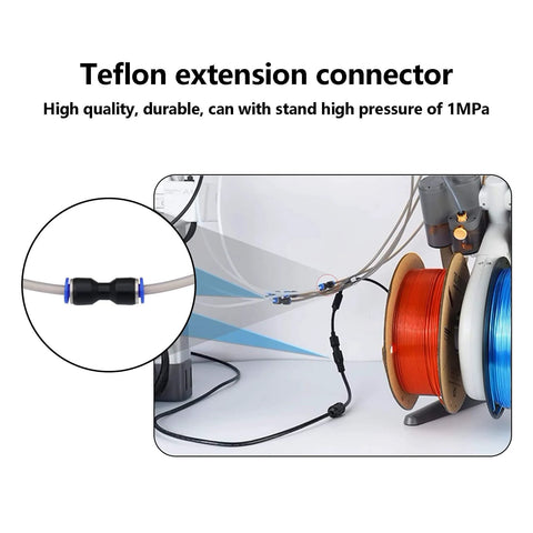 Ultra Smooth PTFE Teflon Tube Kit With 16.4 Ft Tubing, Cutter And Four Extension Connectors for Bambu Lab 3D Printers