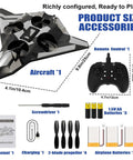 Foam Remote Control Airplane For Kids And Adults Easy To Fly starter kit with aircraft, remote, batteries, charger, manual, screwdriver.