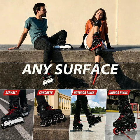 Durable 76mm Inline Skate Wheels 2-Pack With Optional Bearings Spacers And Washers For Ultra Smooth Indoor And Outdoor Skating Steel Black Finish Great Replacement For Your Daily Rides in use on various surfaces with skaters