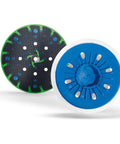 RO 150 Hard Sanding Pad with Fast Fix for flat surfaces and narrow edges, featuring Multi Jetstream 2 dust extraction, dual views