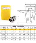 Diagram of ER11 collet dimensions with yellow packaging, part of 15 Piece ER11 Collet Set For CNC Milling Engraving And Lathe Tools.