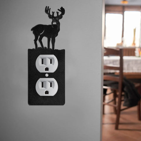 Single switch plate with elk design from Six Pack Metal Bear Light Switch Covers With Moose Tree Mountain Elk Forest Designs.