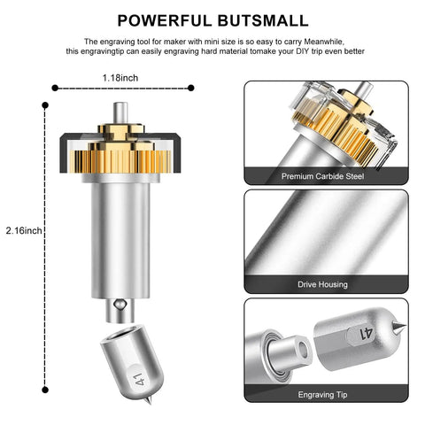 Pro Level Carbide Engraving Tip Plus Drive Housing Compatible With Maker 3 for detailed etching on various materials.
