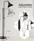 Industrial Floor Lamp Adjustable Rustic Farmhouse Reading Light In Aged Black Finish With Metal Shade Modern Lamp With Remote