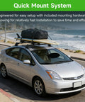 Universal 43.3 Inch Black Roof Rack Cross Bars For SUVs And Crossovers installed on car carrying surfboards and luggage