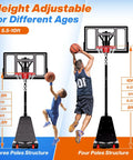 Outdoor Adjustable Basketball Hoop With 40 44 48 Inch Backboards 5.3 To 10 Ft Height Portable Wheels, adjustable height display