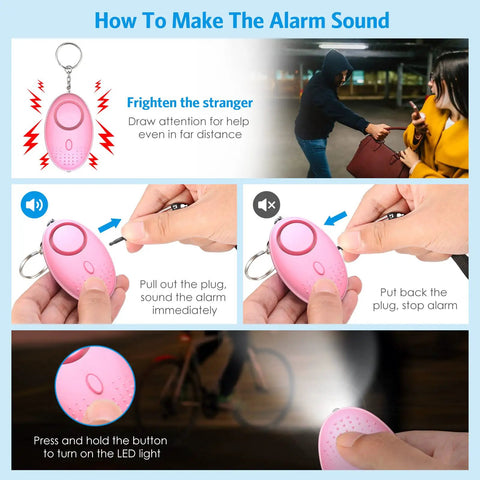 Safety Keychain Set For Women And Kids, 10 Pack Self Defense Keychains With Grab And Go Loud Personal Alarm, Safe Sound 110dB demo